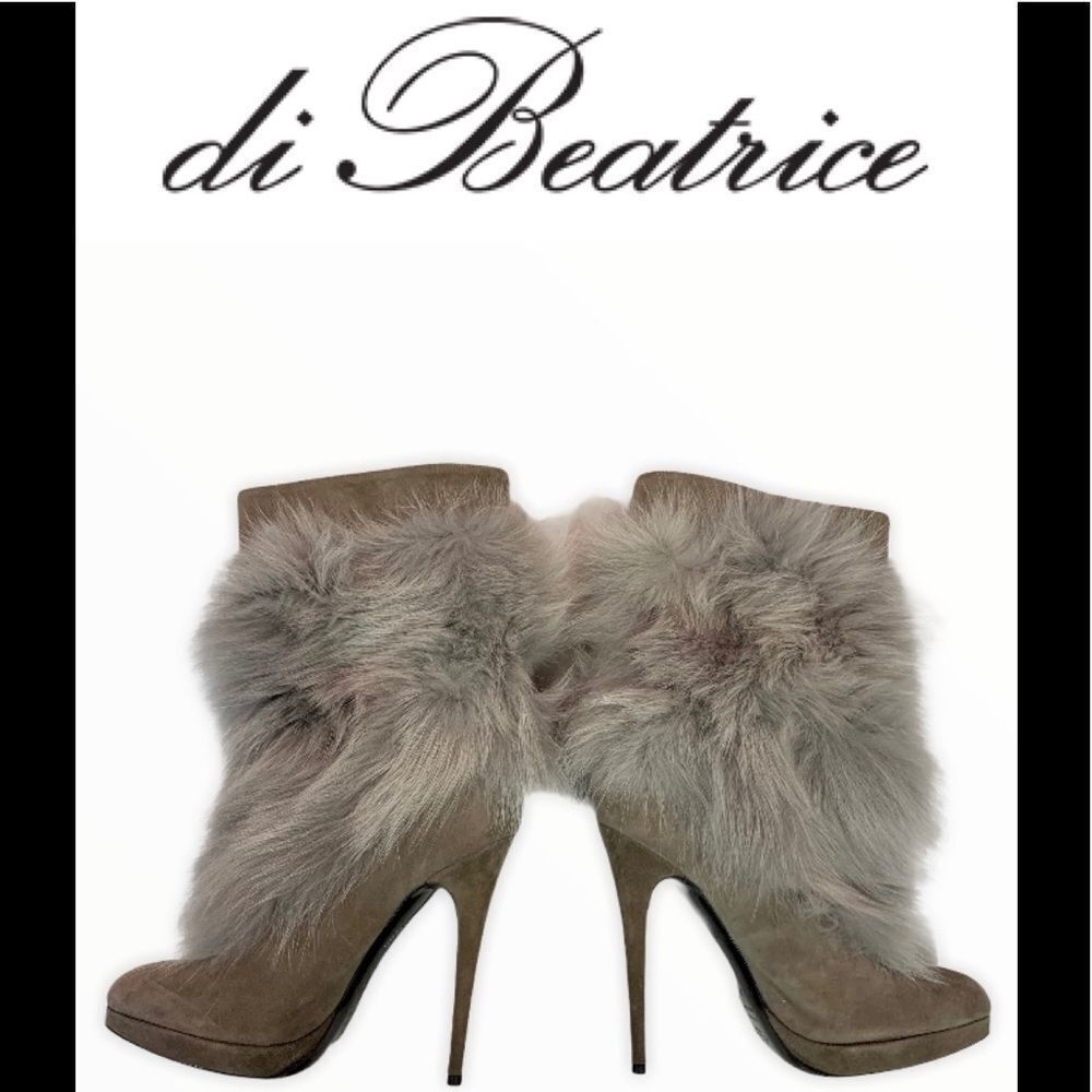 Di Beatrice Gray suede rabbit fur boots size 39